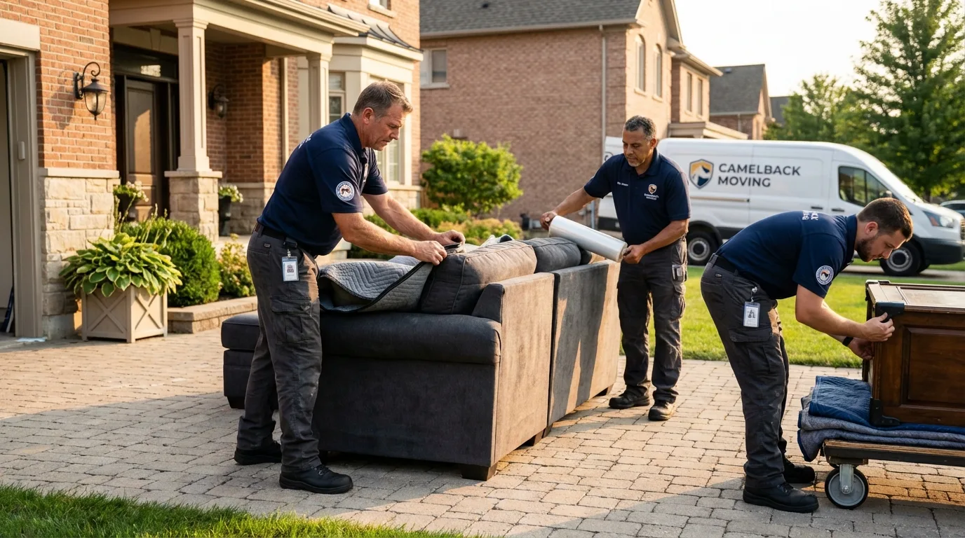 Large estate moving crew wrapping furniture in Woodbury, TN